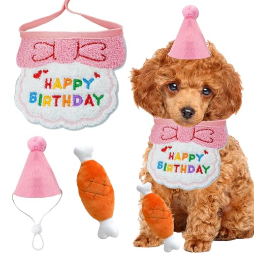 Hunde-Geburtstagshut, Bandana-Outfit für Jungen und Mädchen, Party-Dekoration, Happy Birthday, Hundeschal, Geschenkideen, Geschenke für kleine, mittelgroße Haustiere, Welpen, Katzen, Hunde, von nezababy