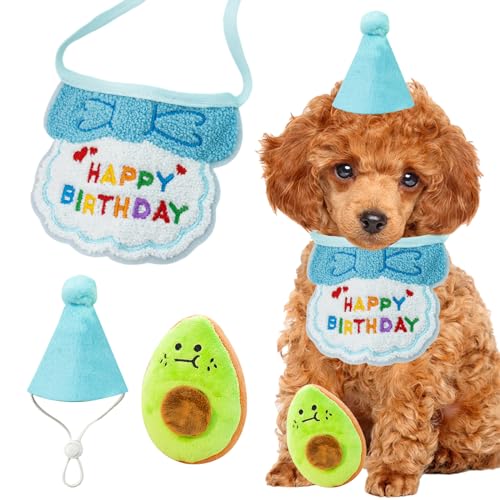 Hunde-Geburtstagshut, Bandana-Outfit für Jungen und Mädchen, Party-Dekoration, Happy Birthday, Hundeschal, Geschenkideen, Geschenke für kleine, mittelgroße Haustiere, Welpen, Katzen, Hunde, von nezababy