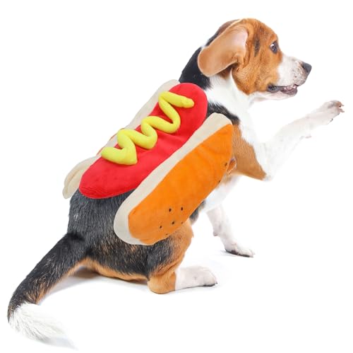 Hundekostüm, Hot Dog-Kostüm, Halloween, Haustierkleidung, Essen, Hot Dog-Outfits, Cosplay für kleine, mittelgroße Hunde, Katzen, Welpen, lustiges Verkleiden (Größe S) von nezababy