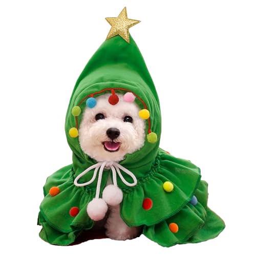 Weihnachten Hund Elf Kostüm Outfit, Xmas Puppy Weihnachtsbaum Kleidung Anzüge Hut für Haustier Hunde Katzen Party Neujahr Lustig Cosplay (Medium, Grün) von nezababycos