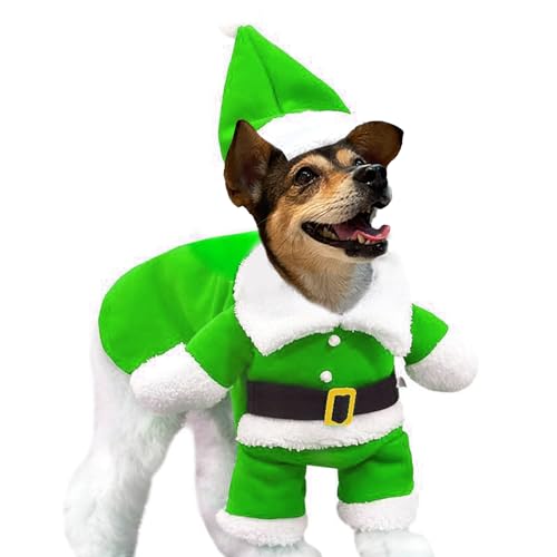 Weihnachten Hund Weihnachtsmann Kostüm Outfit, Xmas Puppy Santa Claus Kleidung Anzüge Hut für Haustier Hunde Katzen Party Neujahr Lustig Cosplay (Grün, X-Large) von nezababycos