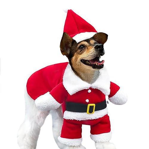 Weihnachtsmann-Kostüm für Hunde, Welpen, Weihnachtsmann, Kleidung, Anzug, Hut für Haustiere, Hunde, Katzen, Party, Neujahr, lustiges Cosplay (Rot, M) von nezababycos