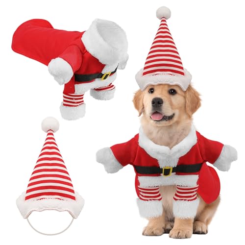 Weihnachtsmann-Kostüm für Hunde, Welpen, Weihnachtsmann, Elfe, Kleidung, Anzug, Hut für Haustiere, Hunde, Katzen, Party, Neujahr, lustiges Cosplay (Größe M) von nezababycos