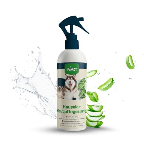 nimo® Haustier Hautpflegespray | Hautpflege für Hunde, Katzen mit Aloe Vera & Panthenol | Regeneration der Haut bei Trockenheit & Entzündungen | gegen Juckreiz & Reizung | bei Ungezieferbefall, Milben von nimo