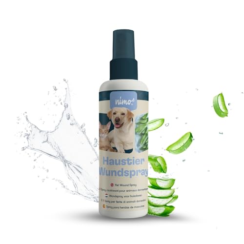 nimo® Haustier Wundspray mit Aloe Vera & Panthenol | Wundpflege für Hunde & Katzen | Regeneration der Haut bei Wunden, Entzündungen und Irritationen | Narben- und Wundspray gegen Juckreiz & Kratzen von nimo