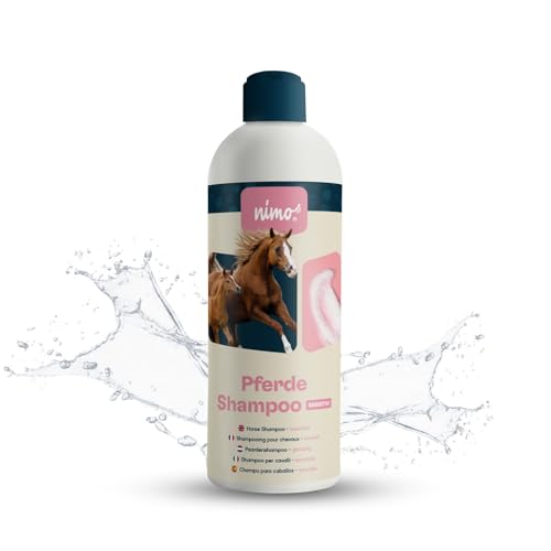 nimo® Pferde Shampoo sensitiv | ohne Duftstoffe & pH-Neutral mit Kollagen | für alle Pferderassen und Sensible, allergische Pferde | für bessere Kämmbarkeit & glänzendes Fell, 100% tierleidfrei von nimo