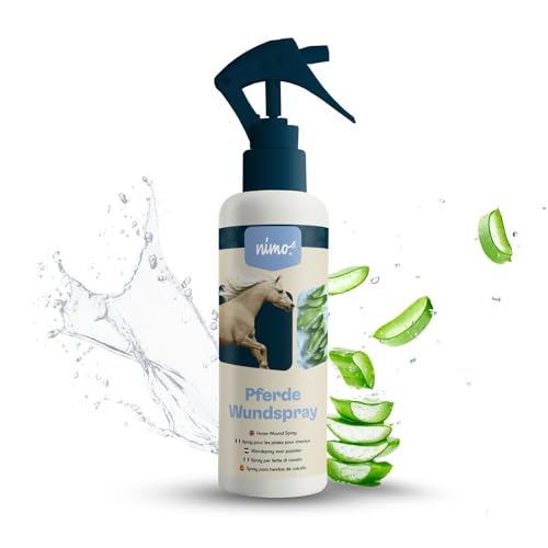 nimo® Pferde Wundspray mit Aloe Vera & Panthenol | Wundpflege für Pferde | Regeneration der Haut bei Wunden, Entzündungen und Irritationen | Narben- und Wundspray gegen Juckreiz & Kratzen von nimo