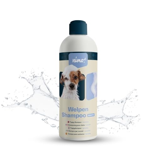 nimo® Welpen Shampoo sensitiv | ohne Duftstoffe & pH-Neutral mit Kollagen | für alle Hunderassen und Sensible, allergische Welpen | für bessere Kämmbarkeit & glänzendes Fell, 100% tierleidfrei von nimo