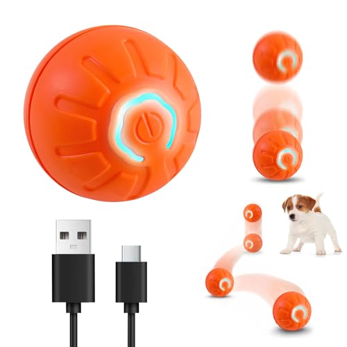 Elektrischer interaktiver Hundespielzeugball, automatisch, aktive Rollbälle für kleine, mittelgroße Hunde, selbstbewegendes Springen, wiederaufladbar, lustiges Haustierspielzeug für Langeweile, von nnOuOnn