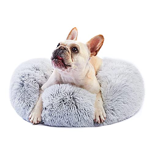 Hundebett, Hundehütte, Katzenbetten für Innenkatzen, Hundezubehör Camas para perros,kleine Hundebetten, kleines flauschig und plüschig, wärmend Hunde, Angst Beruhigung, graues Bett von nononfish