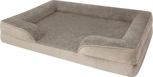 Ergonomisches Hundebett für große, mittlere und kleine Hunde - Ortopädisches Hundekissen - Hundecouch mit hohem Rand Farbe Beige Größe 50 cm x 60 cm x 14 cm von normani