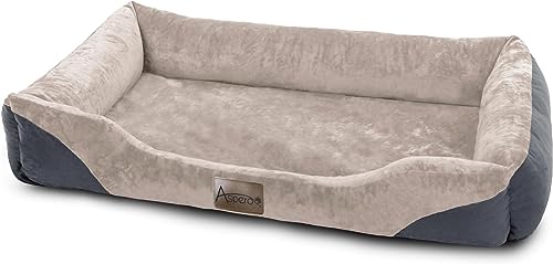 Hundebett Hundekissen für kleine, mittlgroße und große Hunde - waschbare Hundekörbchen mit hohem Rand 80x120, 70x100, 60x80, 40x50 Farbe Beige Größe 70 cm x 100 cm von normani