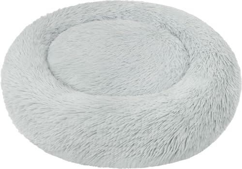 Rundes Hundebett für große und kleine Hunde - Ergonomisches Hundekissen Donut - Hundecouch mit hohem Rand Farbe Hellgrau Größe 100 cm x 100 cm x 28 cm von normani