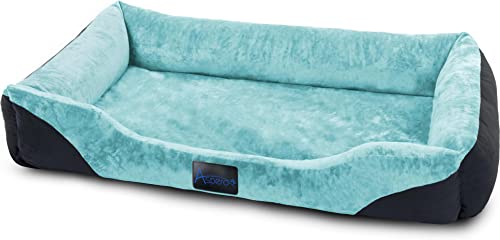 Hundebett Hundekissen für kleine, mittlgroße und große Hunde - waschbare Hundekörbchen mit hohem Rand 80x120, 70x100, 60x80, 40x50 Farbe Blau Größe 40 cm x 50 cm von normani