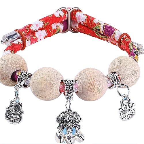 nuanzhiyuan Katzenhalsband mit chinesischem Langlebigkeitsschloss für kleine Mädchen, Hunde, Katzenkostüm, Verlobungsglocken, Halsband, Halskette von nuanzhiyuan