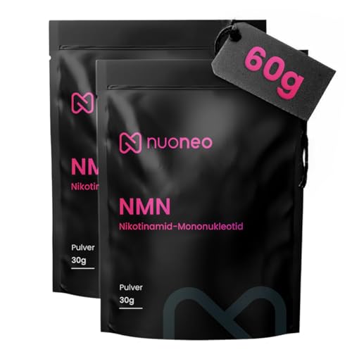 nuoneo NMN Doppelpack (2 x 30g), Reinheit über 99%, in Deutschland laborgeprüft, Nicotinamid Mononukleotid Pulver Uthever, bioaktiv & ohne Zustatzstoffe, für Hunde & Katzen geeignet von nuoneo