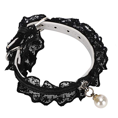 ohcoolstule Haustierhalsband, schwarze Katze, Perlen, Spitze, Hochzeitskleid, Spitze, Katze, Hundehalsband, modisches Haustierzubehör von ohcoolstule