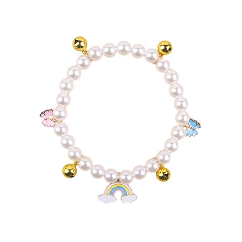 ohodhmnu Katzenzubehör, Katzen Hochzeit Halsband Glocken Schmetterling Regenbogen Anzug Halsband Halsketten Halsband Mädchen Hundehalsband von ohodhmnu