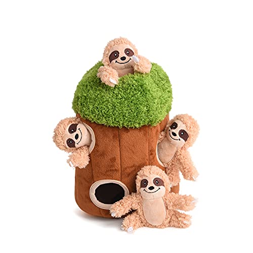 okegztoa Interaktives Quietschendes Hundespielzeug, Plüsch-Faultier-Hundespielzeug, Füllung Woodland Friends Burrow, Hundespielzeug für kleine, mittelgroße und große Hunde, quietschendes von okegztoa