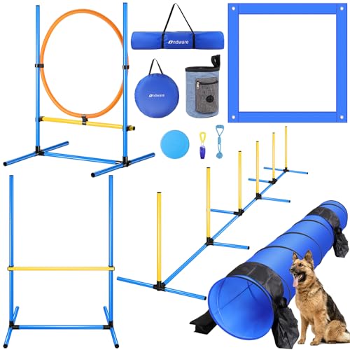 Agility-Trainingsgerät für Hunde, Agility-Feld-Set für Hunde, Hindernisfeld für Hunde, inklusive Leckerlibeutel für Hunde, Seilspielzeug für Hunde, von ondware