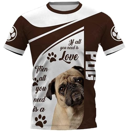 Herren T-Shirts Tier Hund Grafik 3D gedruckte Kurzarm-T-Shirts Sommer Neuheit Muster Oberteile von oneforus