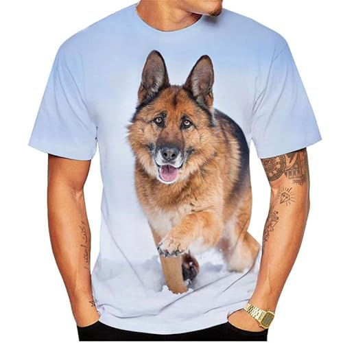 Hund Herren T-Shirt, Hund Liebhaber Tier Hund Herren T-Shirt 3D Digitaldruck Rundhalsausschnitt Kurzarm Neuheit Oberteile von oneforus