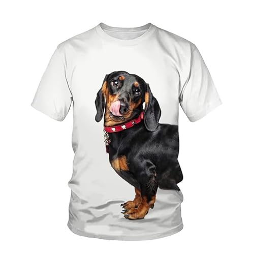 Hund T-Shirts für Männer, Hundeliebhaber Neuheit T-Shirts Lustiges Hundemuster Unisex Rundhals-T-Shirt von oneforus