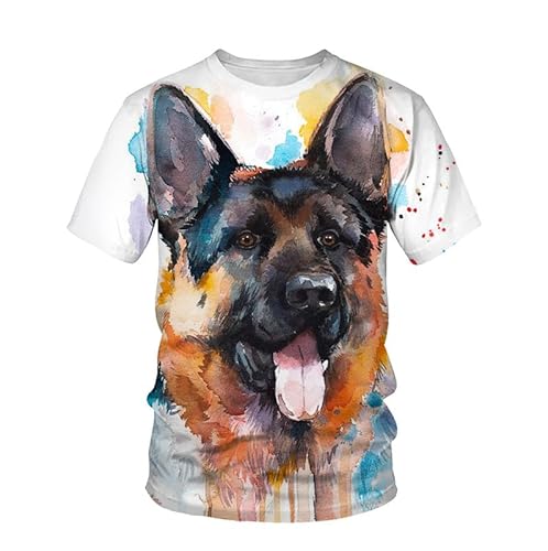 Hund T-Shirts für Männer, Hundeliebhaber Neuheit T-Shirts Lustiges Hundemuster Unisex Rundhals-T-Shirt von oneforus