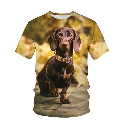 Hund T-Shirts für Männer, Hundeliebhaber Neuheit T-Shirts Lustiges Hundemuster Unisex Rundhals-T-Shirt von oneforus