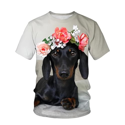 Hund T-Shirts für Männer, Hundeliebhaber Neuheit T-Shirts Lustiges Hundemuster Unisex Rundhals-T-Shirt von oneforus