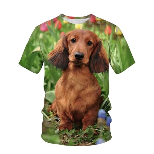 Hund T-Shirts für Männer, Hundeliebhaber Neuheit T-Shirts Lustiges Hundemuster Unisex Rundhals-T-Shirt von oneforus