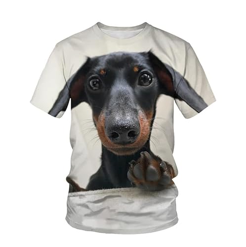 Hund T-Shirts für Männer, Hundeliebhaber Neuheit T-Shirts Lustiges Hundemuster Unisex Rundhals-T-Shirt von oneforus