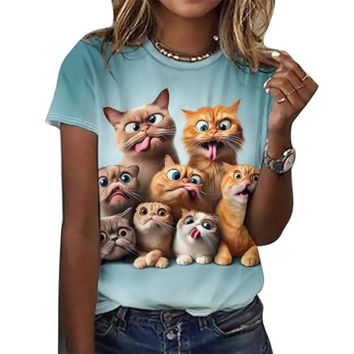 Spaß Tiere 3D gedruckt T-Shirt für Frauen Katze Hund Esel Pferd Grafik Sommer Mode O-Ausschnitt Kurzarm Streetwear Pullover Tops von oneforus