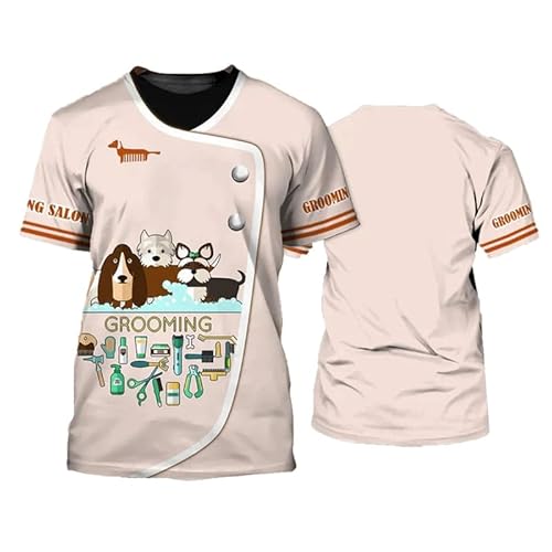 Tier Hundefriseur 3D-gedruckte T-Shirts Tierhandlung Arbeitsuniformen für Männer Frauen Rundhals Kurzarm T-Shirt Pullover Tops von oneforus