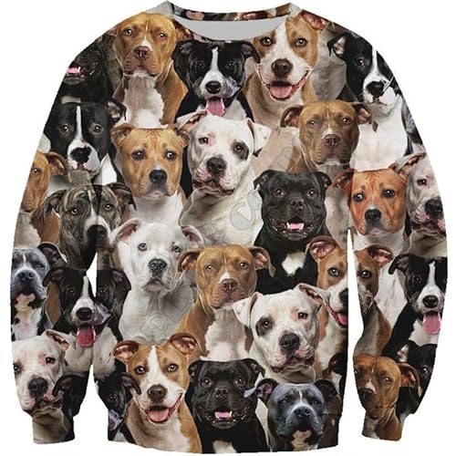 oneforus Herren Sweatshirts Niedlicher Hund bedrucktes Unisex-Sweatshirt 3D Digitaler Langarmpullover Rundhalspullover Pullover von oneforus