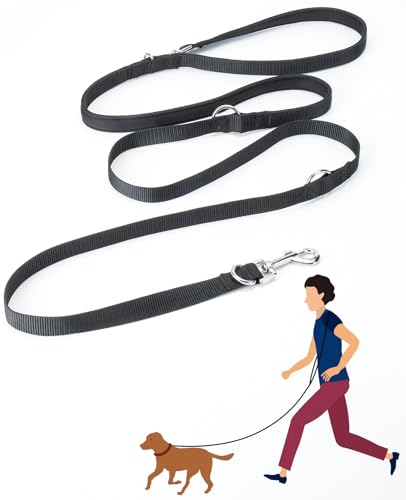 oneisall Handfreie Hundeleine, 2,4 m, multifunktionale doppelseitige Hundeleine, verstellbare Trainings-Crossbody-Leine für Welpen, kleine, mittelgroße Hunde, Spaziergänge, Joggen und Laufen von oneisall