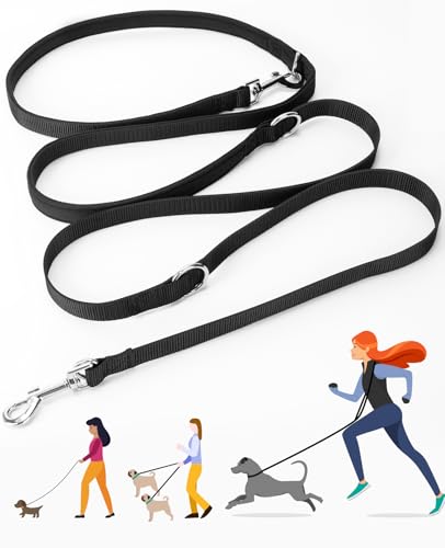 oneisall Handfreie Hundeleine, 2,4 m, multifunktionale doppelseitige Hundeleine, verstellbare Trainings-Crossbody-Leine für Welpen, kleine, mittelgroße Hunde, Spaziergänge, Joggen und Laufen von oneisall