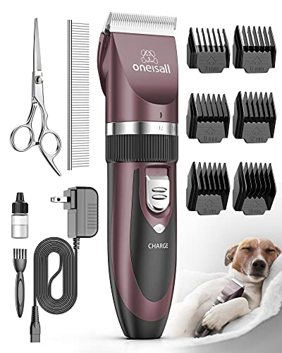 oneisall Leise Hundeschermaschine Profi Schermaschine Hund Katze Tierhaarschneidemaschine Elektrische Hundetrimmer Schnurlosen Haarschneidemaschine(Rosa) von oneisall