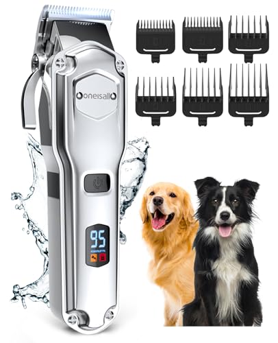 oneisall Leise Hundeschermaschine dichtes fell, IPX7 Wasserdichtes Schermaschine Hund Katze, Profi Hundetrimmer für Dickes, Langes und Lockiges Tierhaare von oneisall