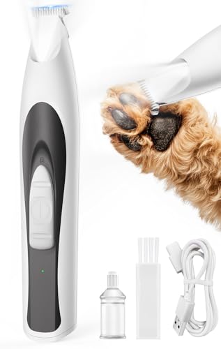 oneisall Pfotentrimmer für Hunde mit LED-Licht, Leise Hundepfoten Trimmer Paw Trim Pro dr Pfoten, Wiederaufladbar Schermaschine Hund Hundeschermaschine für Pfoten, Augen, Ohren, Gesicht (Weiß) von oneisall