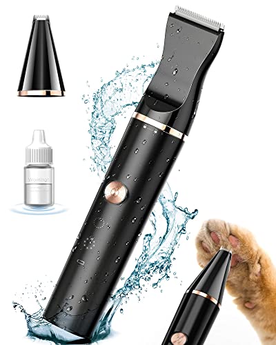 oneisall Pfotentrimmer für Hunde mit 2 Messerkopf, Paw Trim Pro dr Pfoten IPX7 Wasserdicht Hundepfoten Trimmer Leise Schermaschine Hund Katzen für Pfoten, Augen, Ohren, Gesicht, Körpe von oneisall