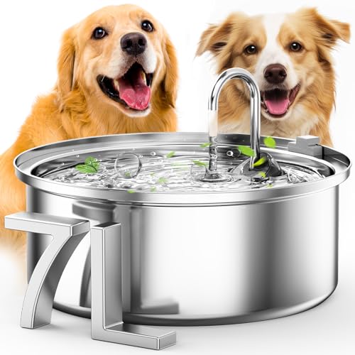 oneisall Wassernapfspender für Hunde, 7 l, leise, automatisch, Edelstahl, 100 % BPA-frei, für Katzen und kleine und mittelgroße und große Hunde von oneisall