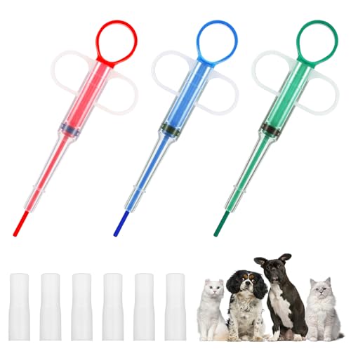 Oruola 3 Stück Tabletteneingeber Katze,Tablette Feeder,Haustier Pille Shooter,Haustier Medikamenten Spritze,Hund Pille Shooter,Tablet Feeder Krankenpflege Pusher Shooter Pills Feeder für Katzen Hunde von oruola