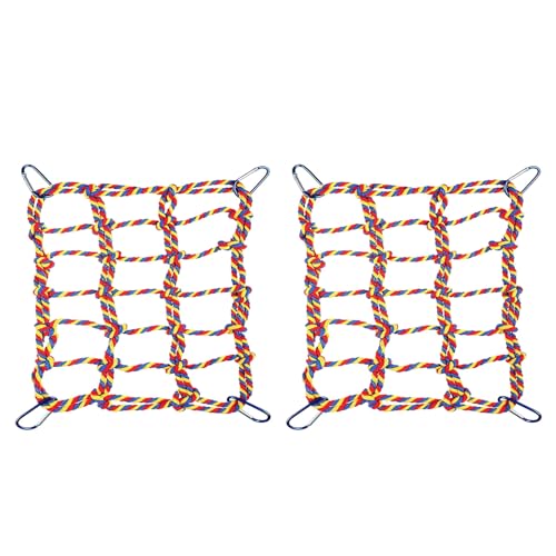 osiuujkw 2X auffälliges gewebtes Vogelspielzeug Hängemattennetz für Kleintiere, das Haustieren Spaß beim Klettern und Spielen bietet. Das ist sicher, Gemischte Farbe, Blauer Haken von osiuujkw