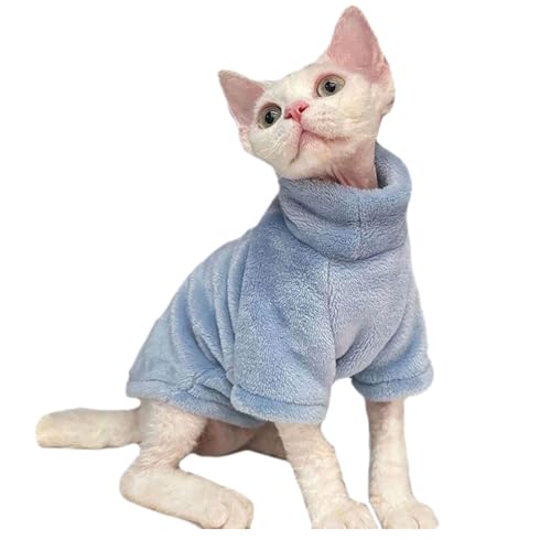 osiuujkw Bleiben Sie warm und modisch mit Warmer Winterkleidung für haarlose Katzen – das ultimative Winteroutfit aus Flanell für haarlose Katzen, Blau, L von osiuujkw