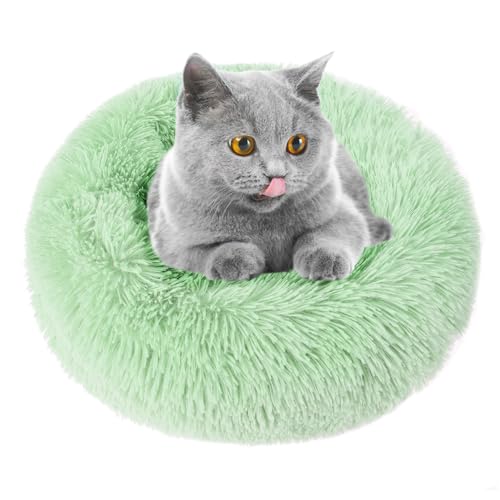 otoez Rundes Plüsch-Donut-Haustierbett, warm, weich, für Hunde und Katzen, beruhigendes Bett, rutschfeste Unterseite, 39,9 cm, Blaugrün von otoez