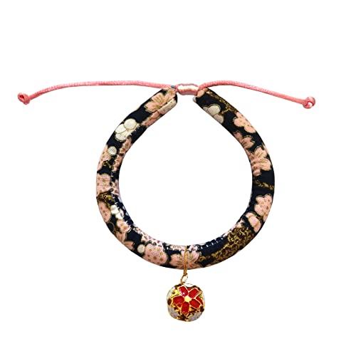 Haustier-Halsband im japanischen Stil, bedruckt mit Blumen, niedliches Kätzchen, Zubehör für Hunde und Katzen (3,M) von oytto