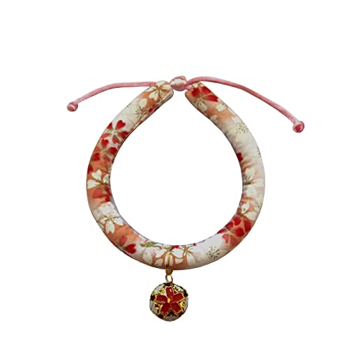 Haustier-Halsband im japanischen Stil, bedruckt mit Blumen, niedliches Kätzchen, Zubehör für Hunde und Katzen (4,M) von oytto