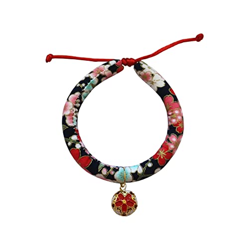 Haustier-Halsband im japanischen Stil, bedruckt mit Blumen, niedliches Kätzchen, Zubehör für Hunde und Katzen (5,M) von oytto