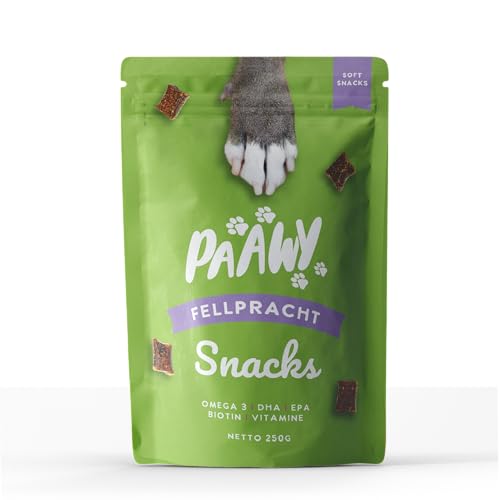 Paawy Fellpracht Snacks - Unterstützt Haut und Fell deines Hundes - Nahrungsergänzung mit Omega3, Biotin und Zink für das Fell - Auch bei Juckreiz, Haarausfall und Allergie von paawy